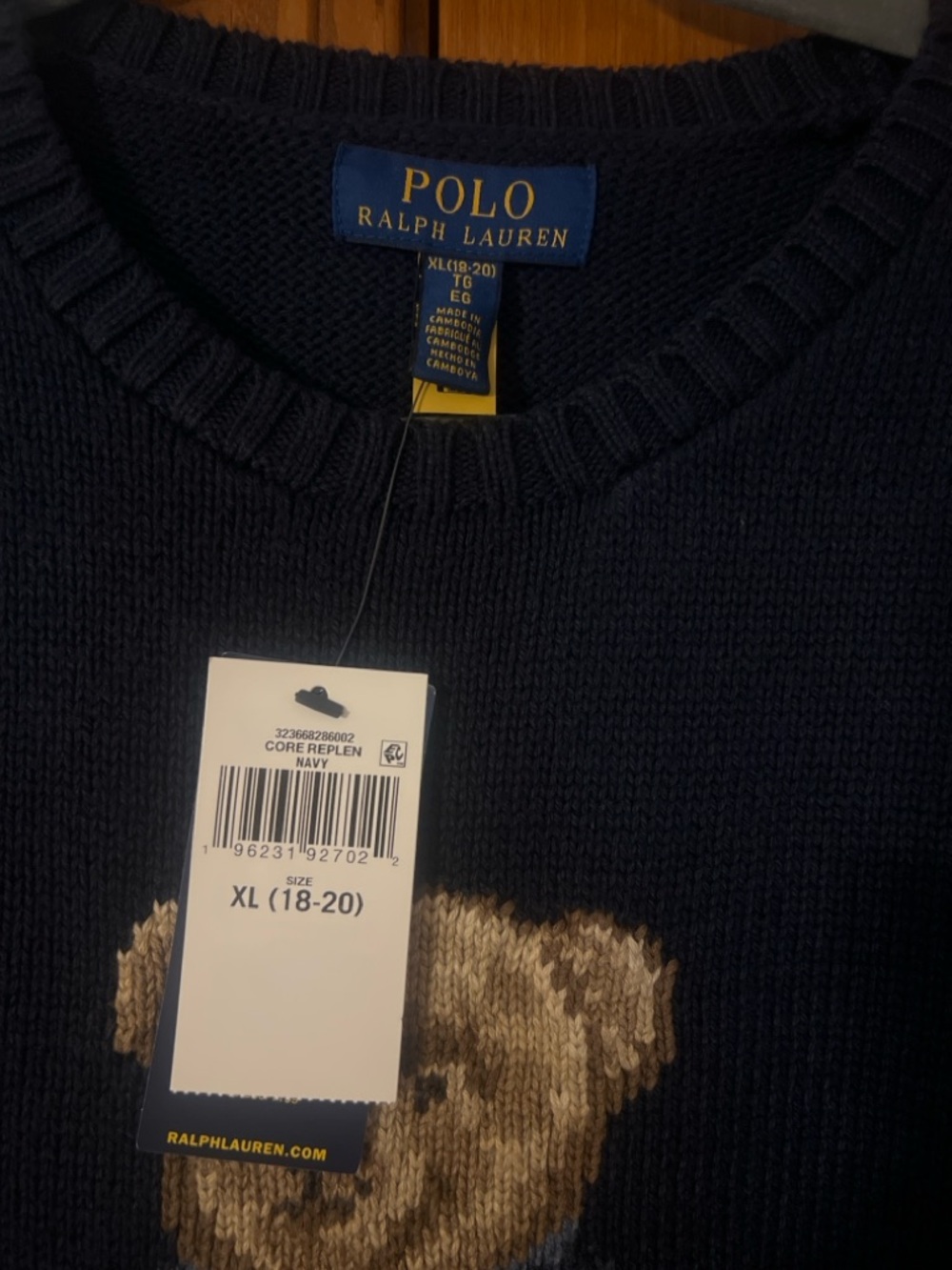 NWT Polo Ralph Lauren Polo Bear Sweater Navy Big Boys XL (18-20) - Picture 4 of 5